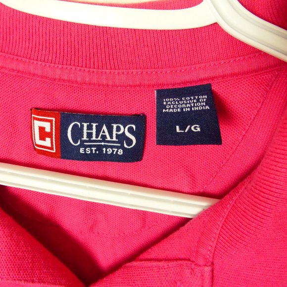 CHAPS PINK MEN'S SHORT SLEEVE POLO GOLF SHIRT - LG - Picture 11 of 14